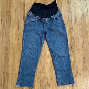 Abercrombie & Fitch Maternity The 90s Straight Jeans Medium Raw Hem Sz 4/27Short